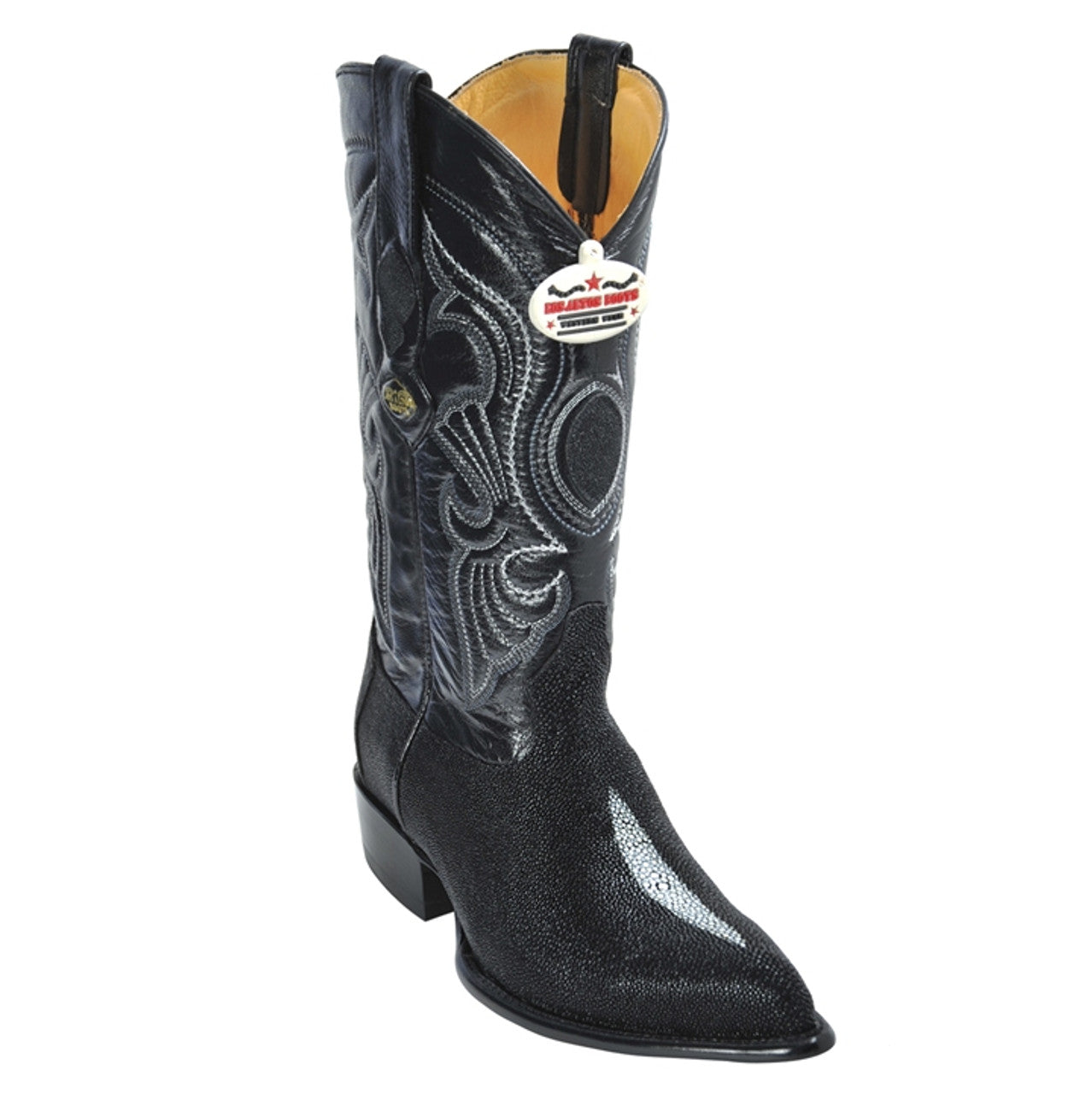 Black Single Stone Stingray Western Boots by Los Altos