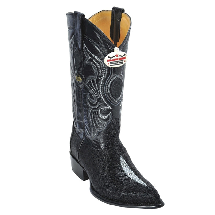Black Single Stone Stingray Western Boots by Los Altos