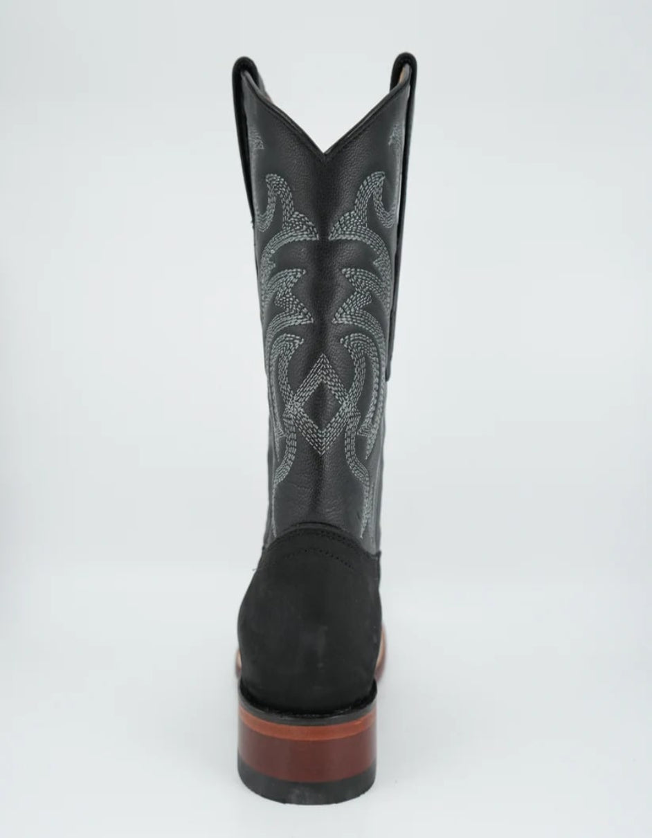 Los Altos Men's Black Nobuck Square Toe Boot