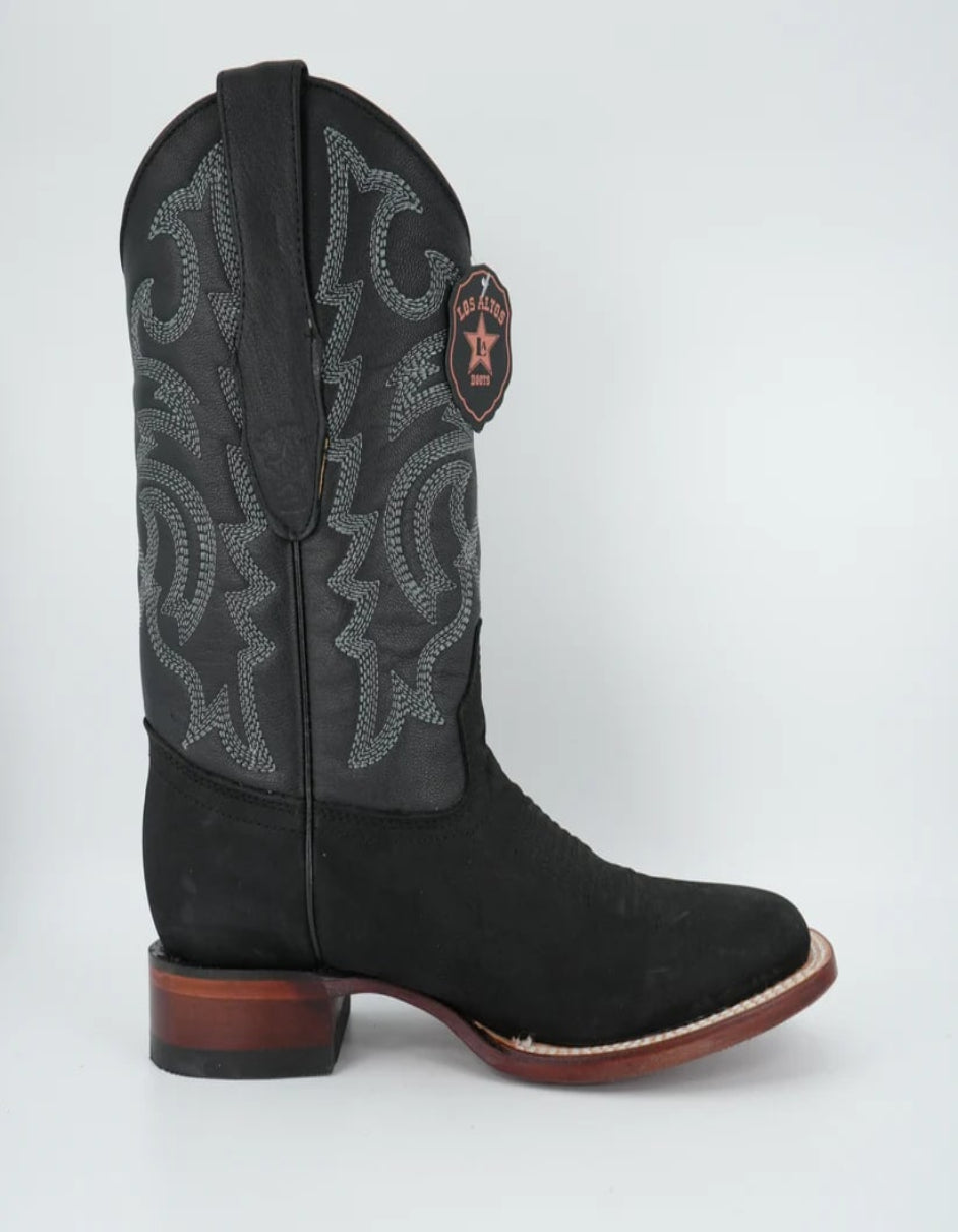 Los Altos Men's Black Nobuck Square Toe Boot