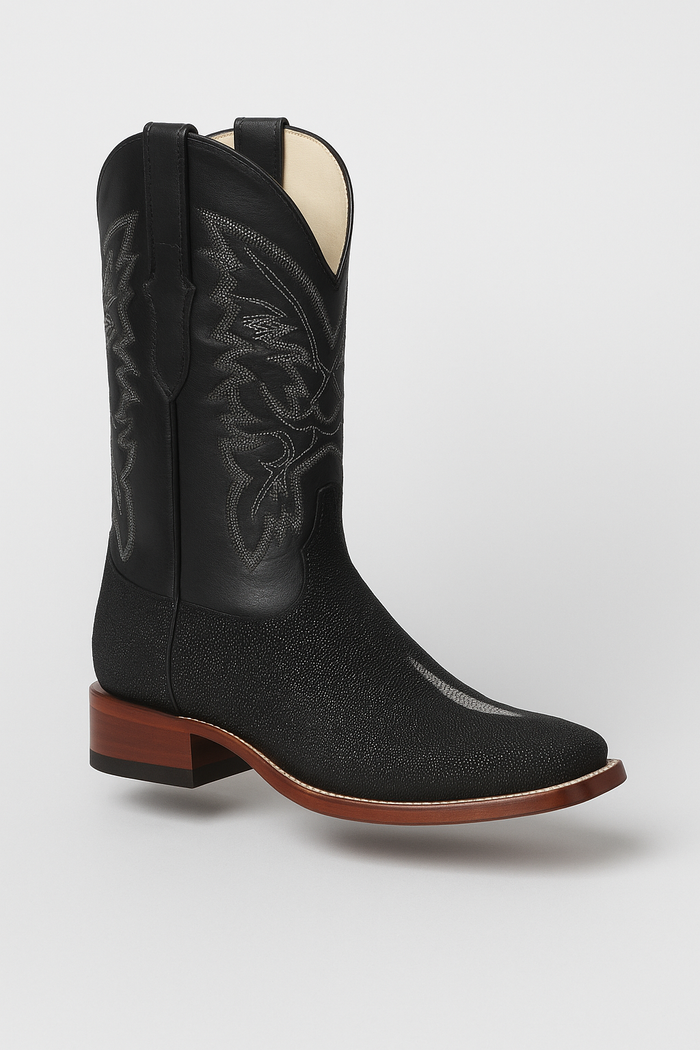 Square Toe Stingray Boots Black