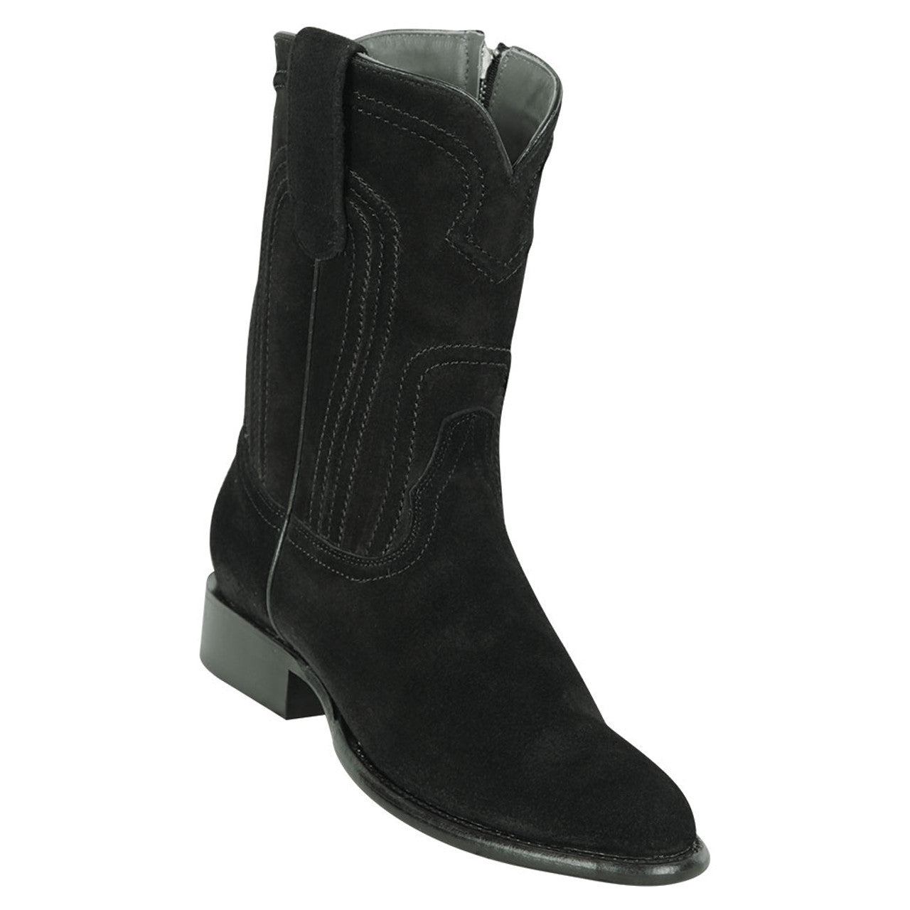 Los Altos Black Suede Roper Toe Boot