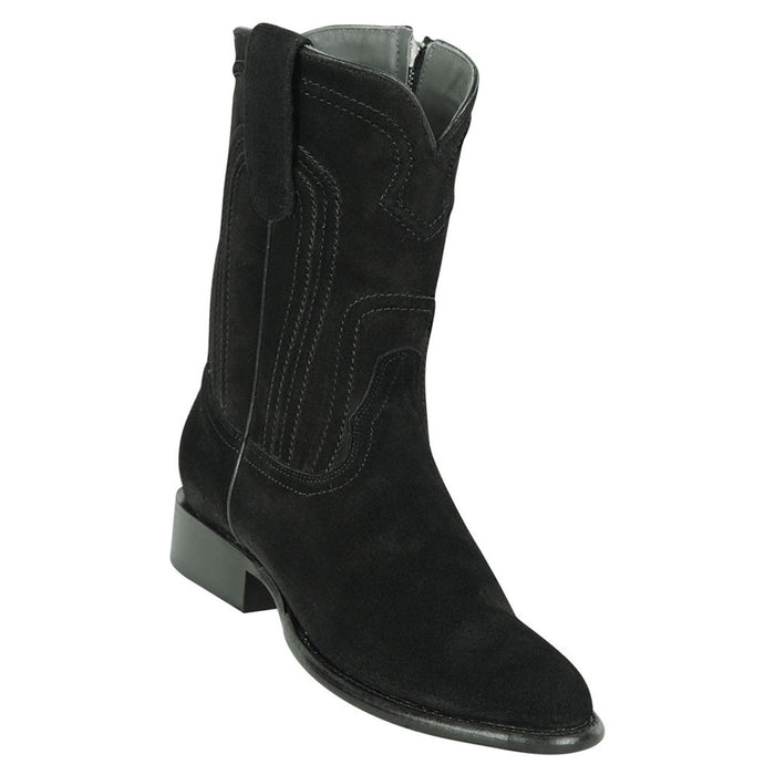 Los Altos Black Suede Roper Toe Boot