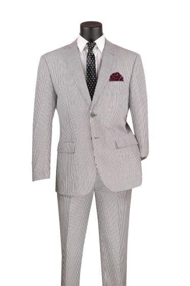 Vinci Black Seersucker Two Piece Suit