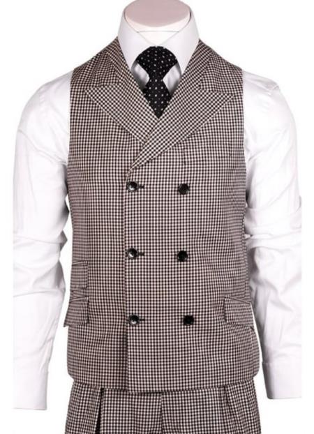 Black and White Wool Wide Leg Suit & Vest