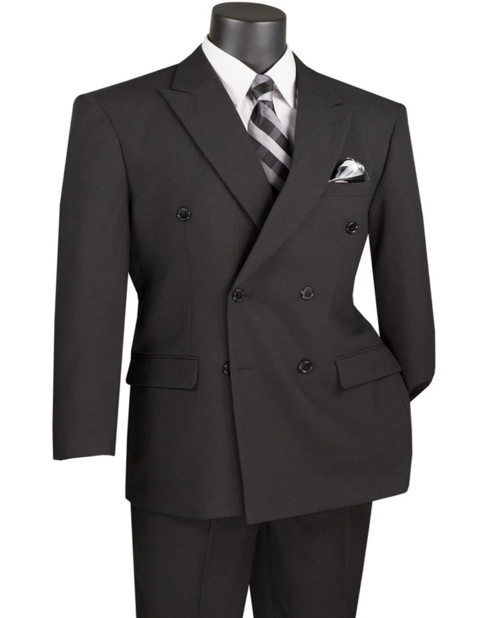 Men's Black Pleated Suit with Regular Fit