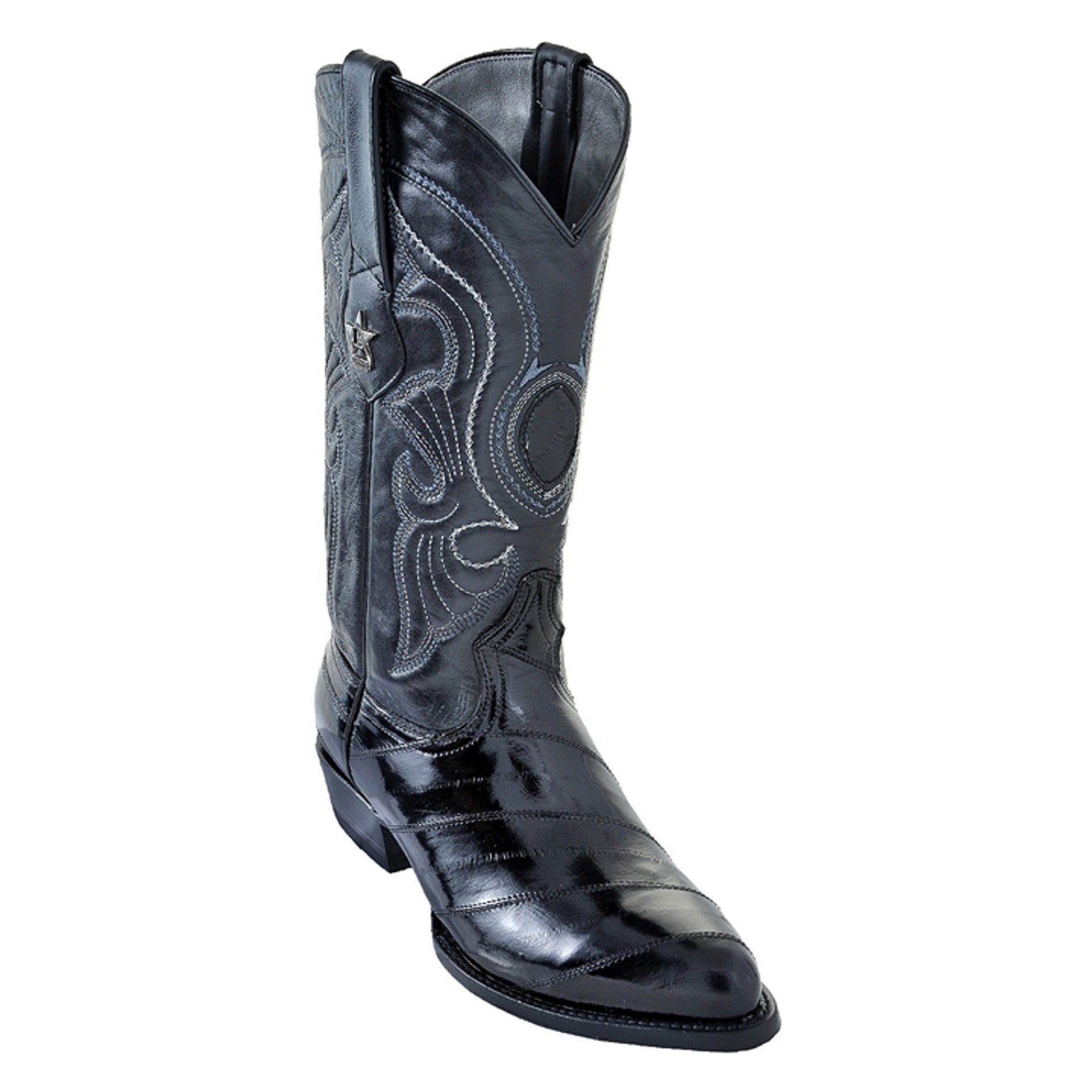 Black Eel Skin J Toe Boots by Los Altos