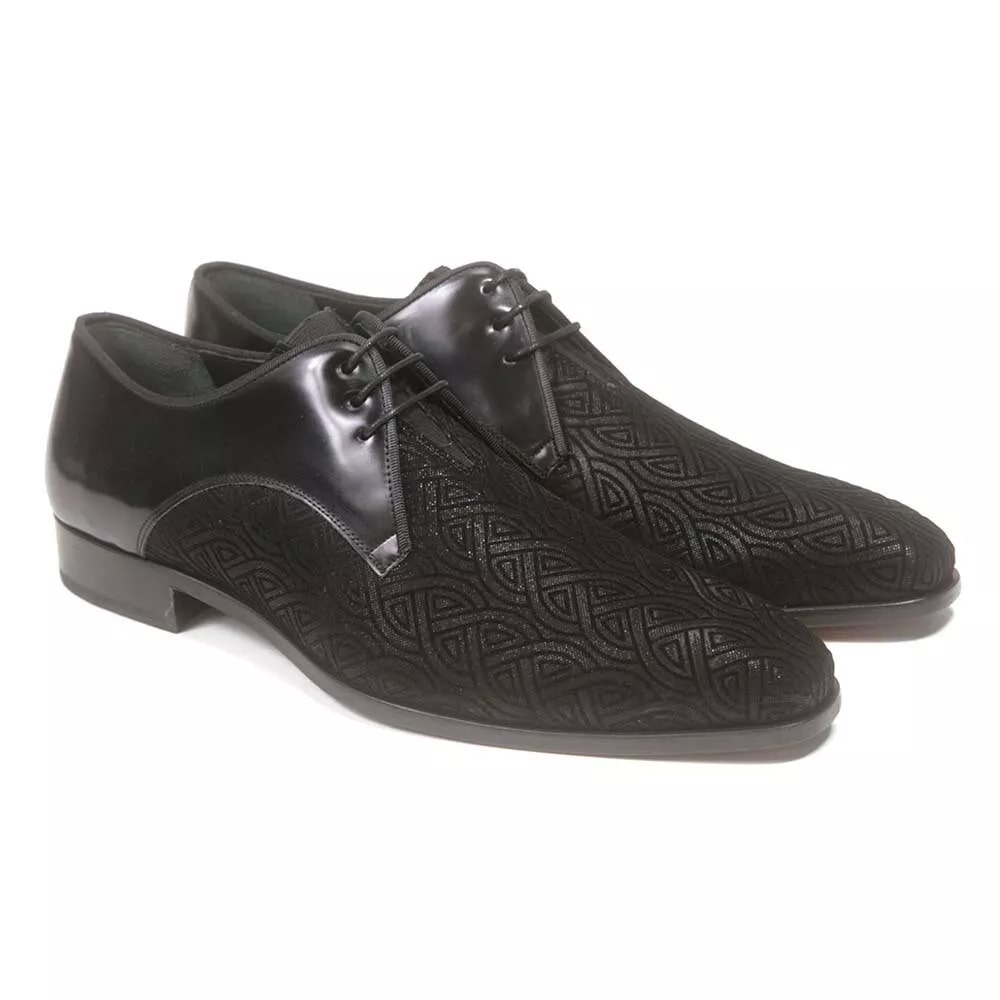 Mezlan Black Tuxedo Gore Lace Slip On Shoes