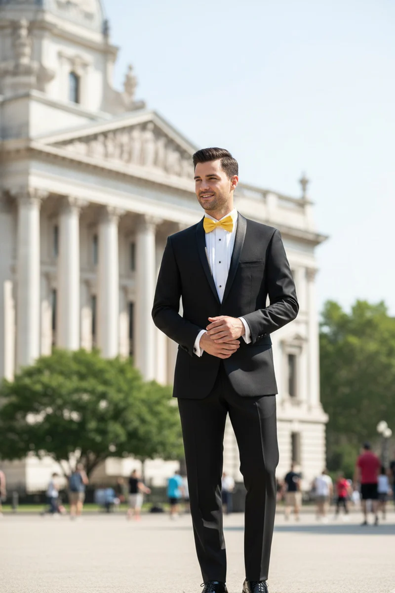 Black Vinci 1-Button Shawl Tuxedo