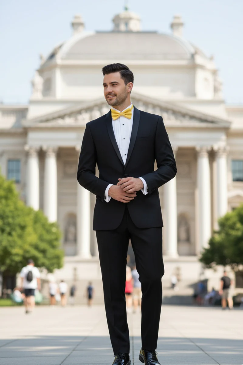 Black Vinci 1-Button Shawl Tuxedo