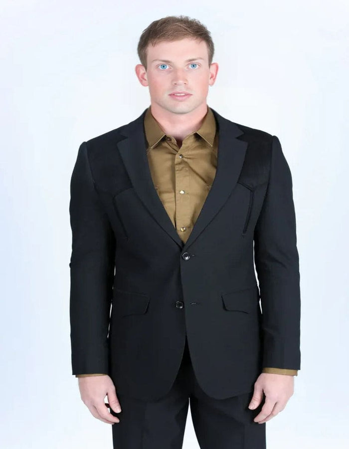 Western Black Sport Coat with Suede Accents
