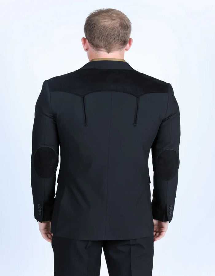 Western Black Sport Coat with Suede Accents