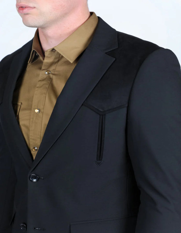 Western Black Sport Coat with Suede Accents
