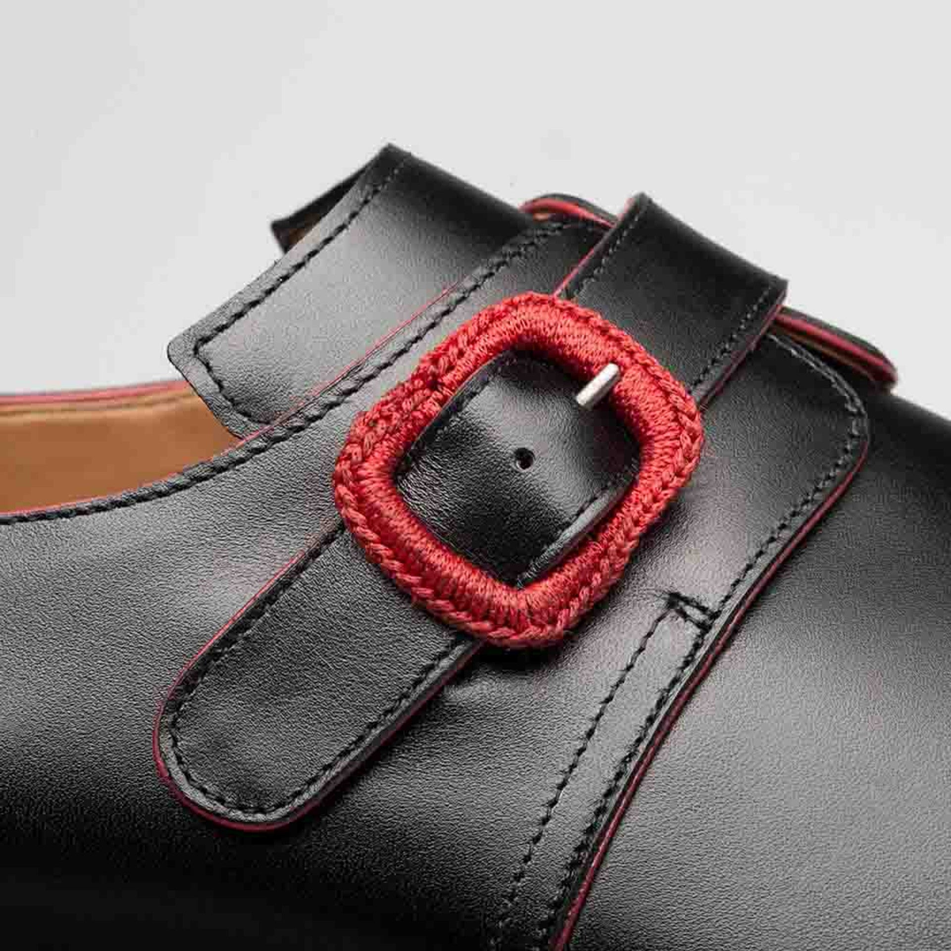 Mezlan Profumo Monk Strap Shoes with Red Accents