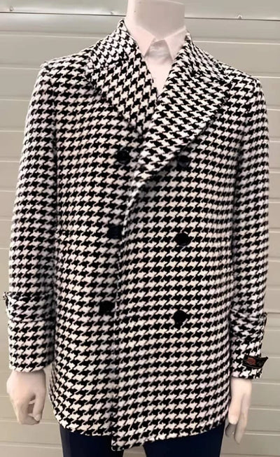 Houndstooth Overcoat in Pure Wool