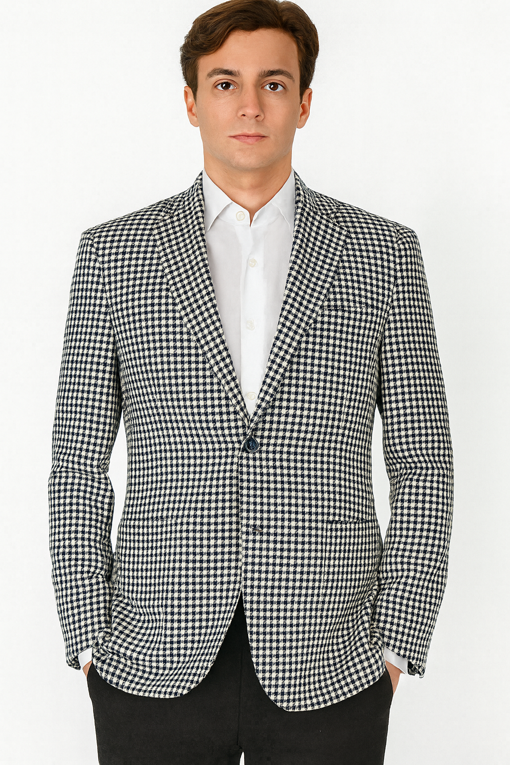 Houndstooth Blazer - Houndstooth Sport Coat - Black and White Checker Jacket