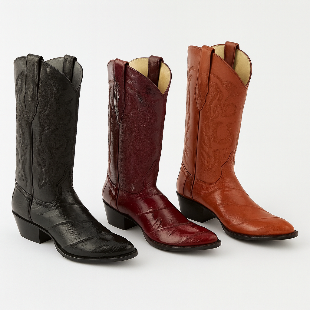 Mens Eel Cowboy Boot - "Burgundy" Boot