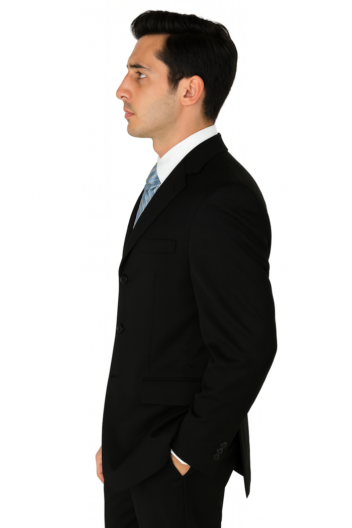 Milano Moda 3-Button Navy Suit for Men