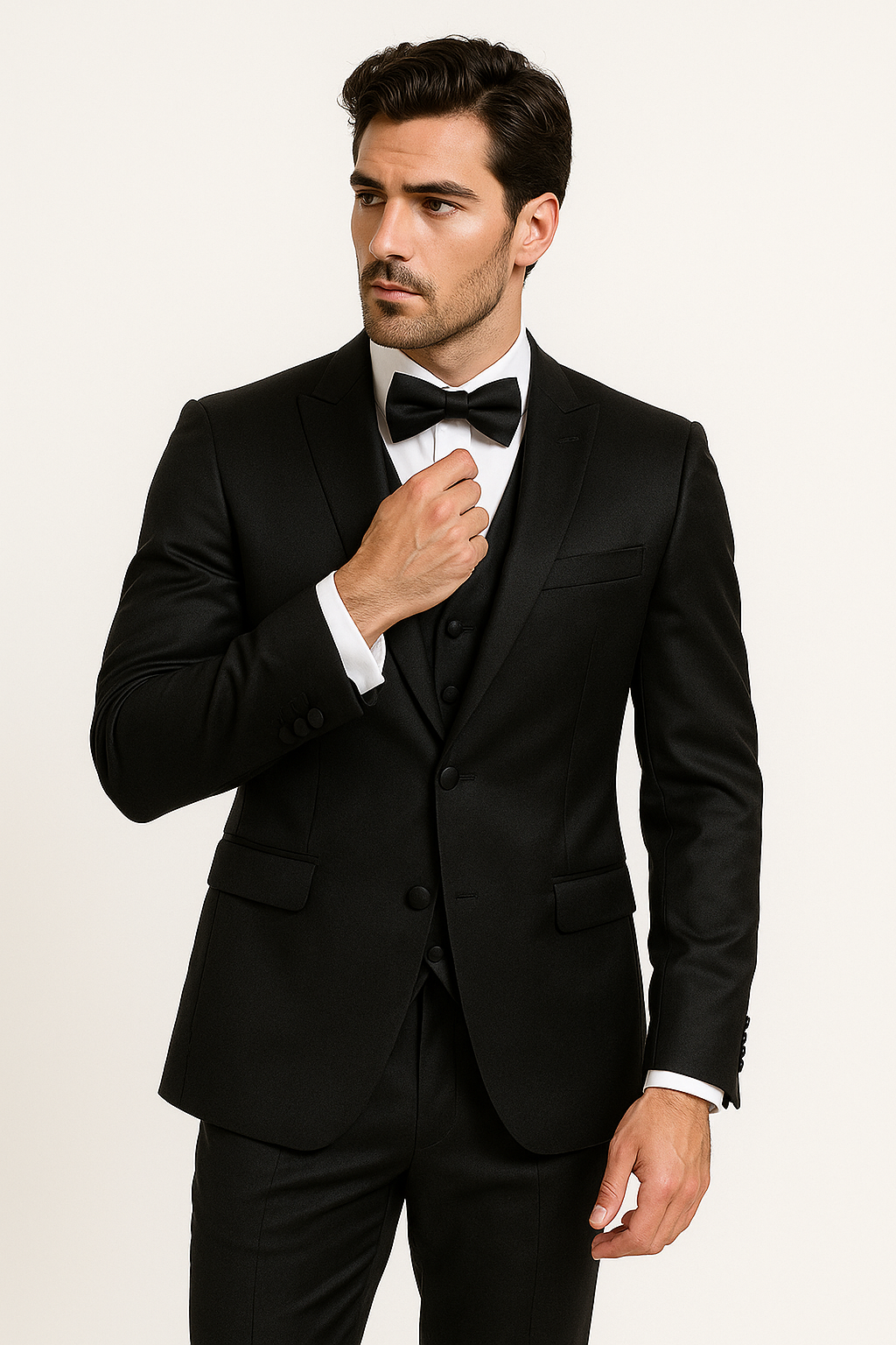 Elite Black Satin Suit Wedding & Prom