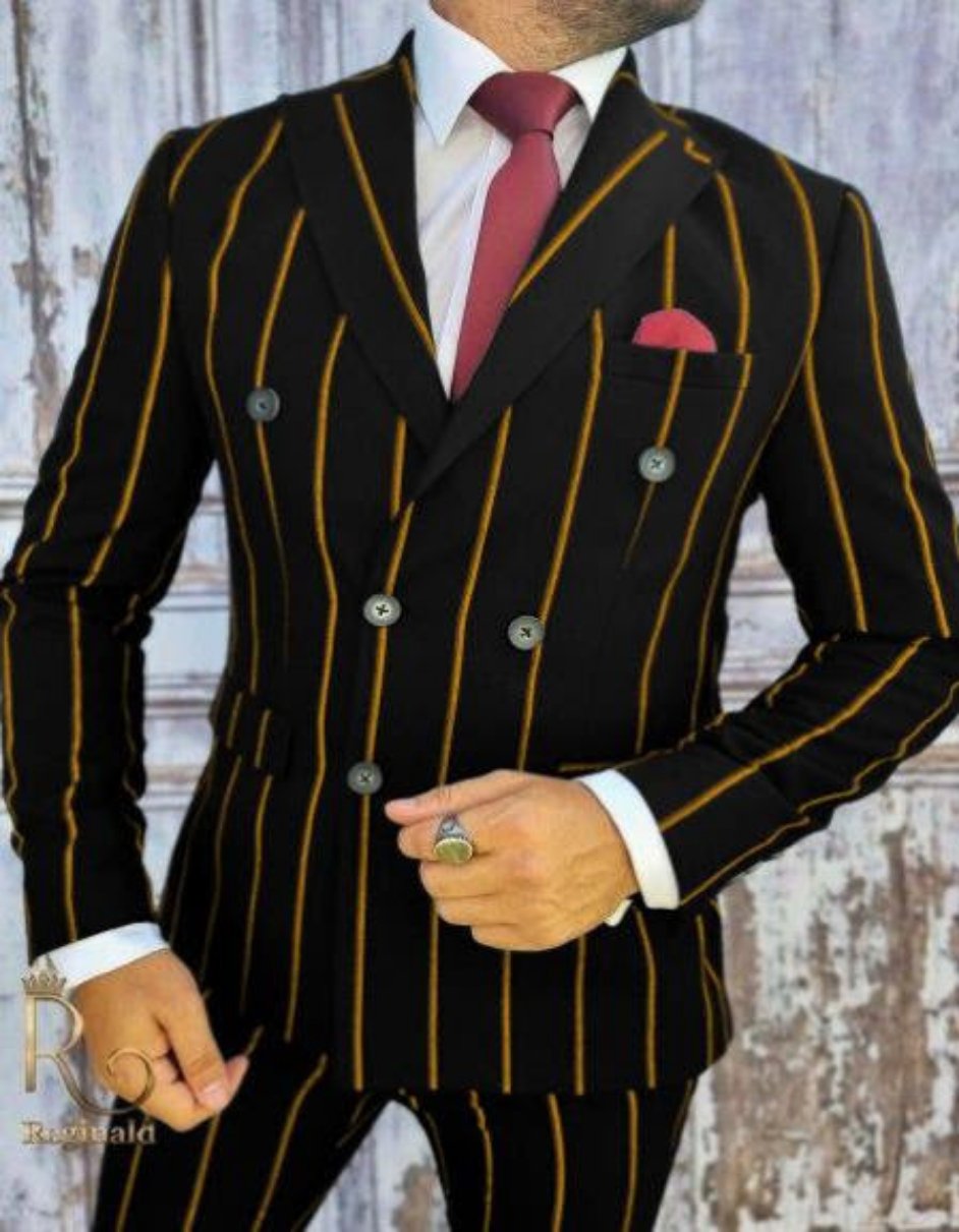 Double Breasted 6-Button Gangster Suit Black