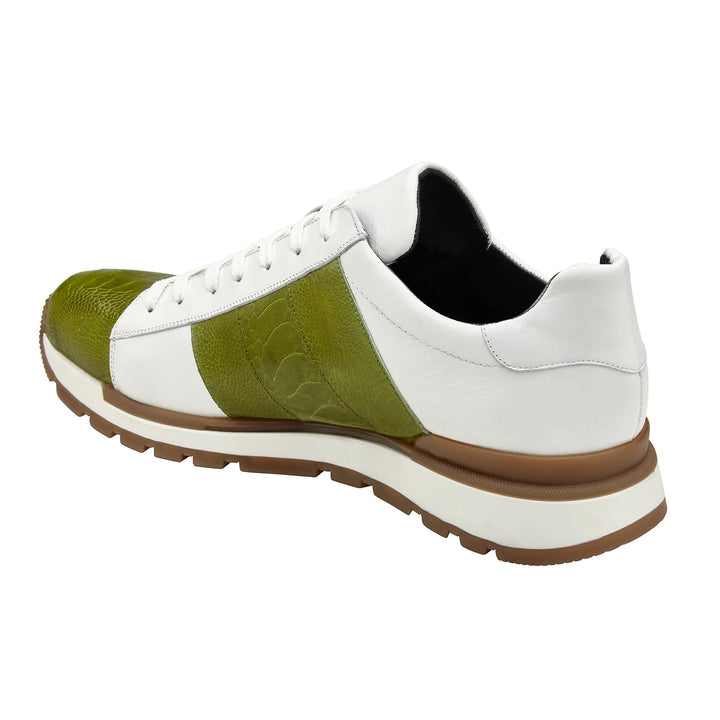 Belvedere Blake Calf & Ostrich Leg Sneaker Lime/White