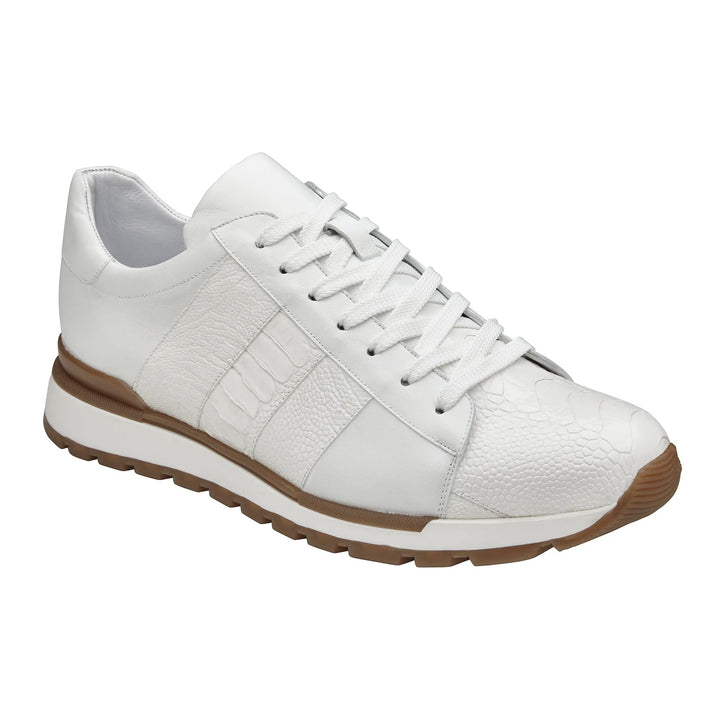 Belvedere Blake Calf & Ostrich Dress Sneaker White