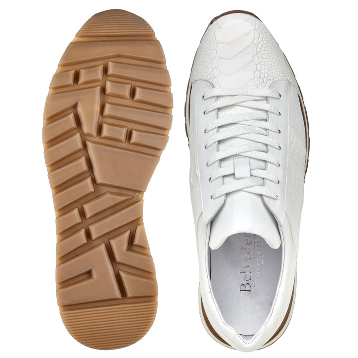 Belvedere Blake Calf & Ostrich Dress Sneaker White