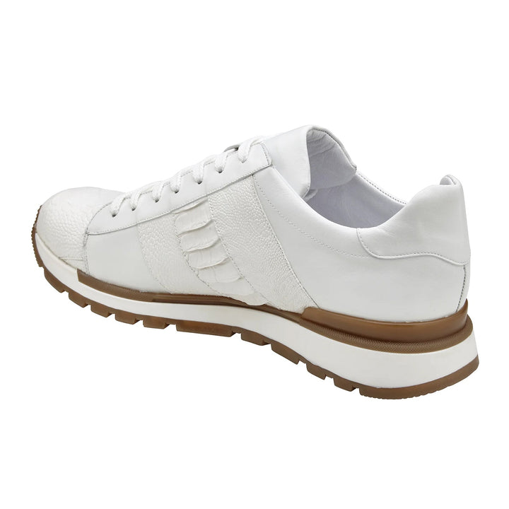 Belvedere Blake Calf & Ostrich Dress Sneaker White