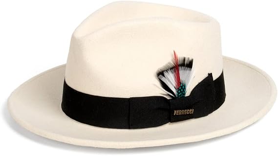 Gangster Wool Fedora Hat With Removable Feather