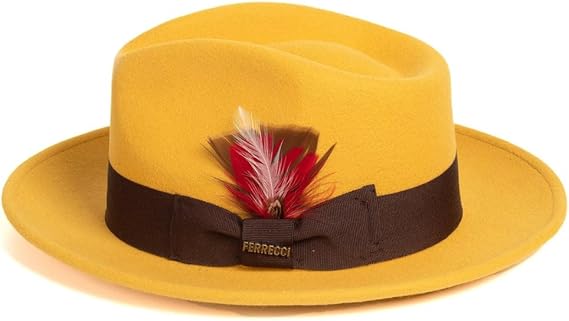 Gangster Mustard Crushable Wool Fedora Hat