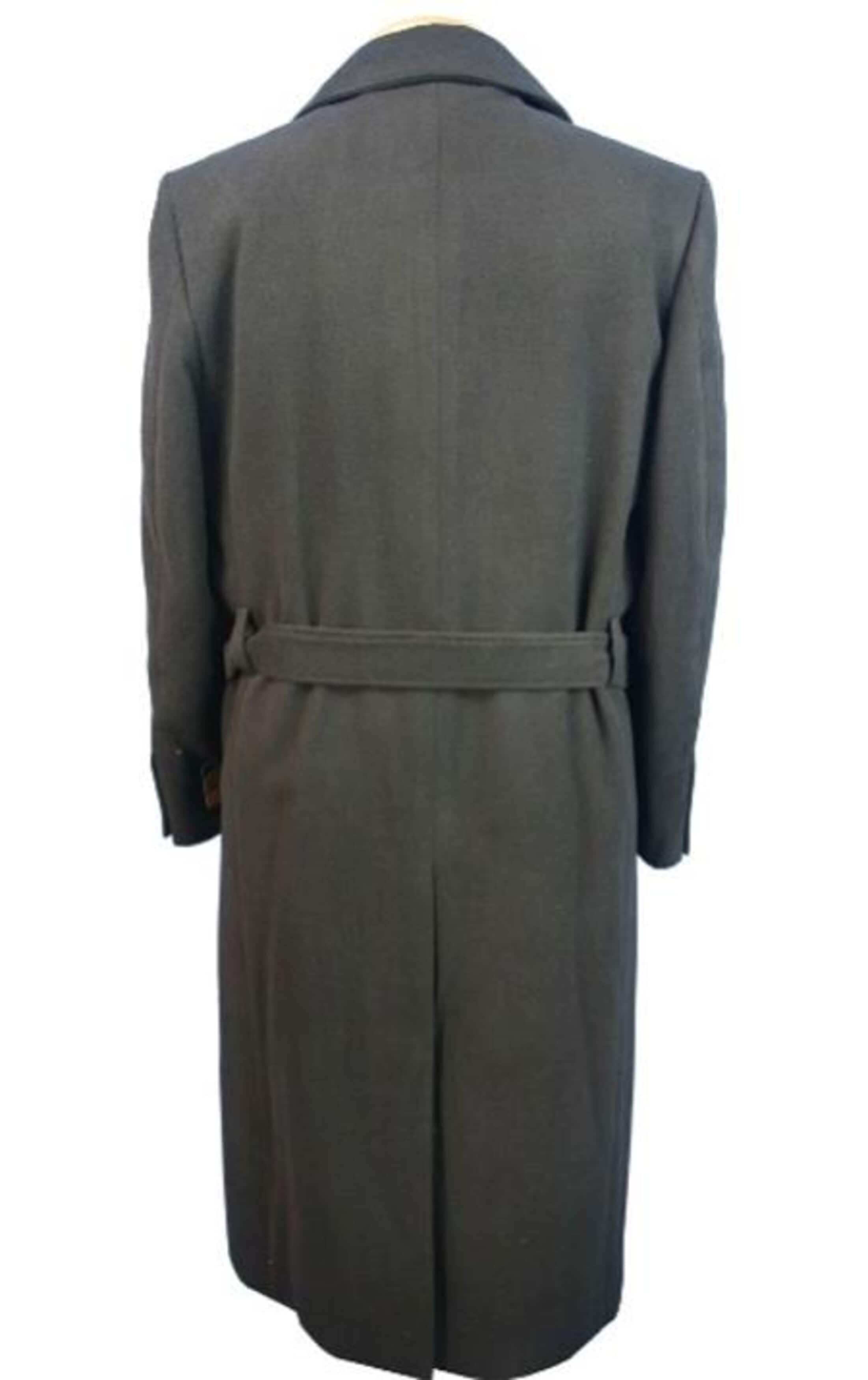 Black Wool Blend Men's Full Length Dress Topcoat