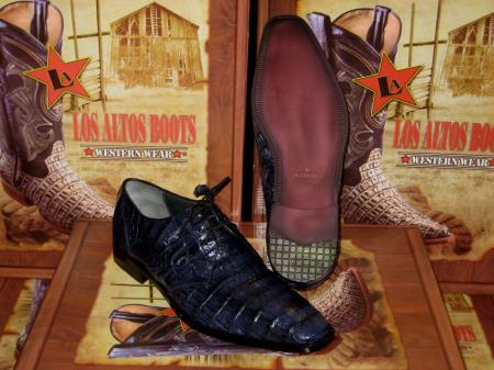Men's Genuine Authentic Navy caiman ~ World Best Alligator ~ Gator Skin Crocodile ~ World Best Alligator ~ Gator Skin Belly Dress Shoe