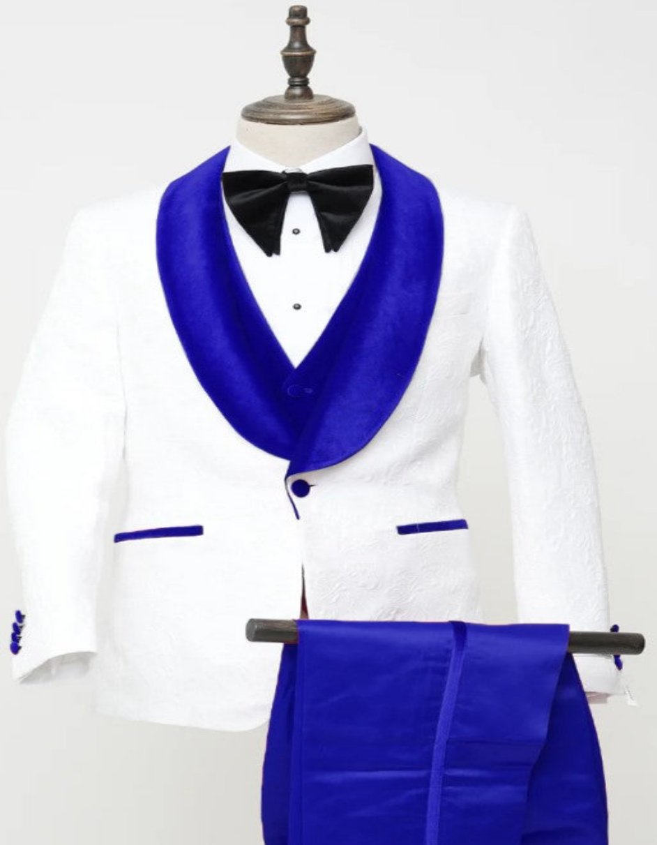 Blue Prom Suit with Velvet Lapel