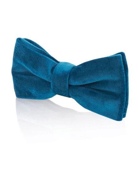 Men's Velvet Fashion Blue Bow Tie-Men's Neck Ties - Mens Dress Tie - Trendy Mens Ties