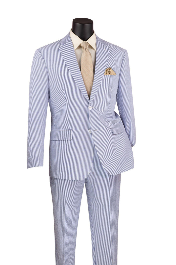 Men's Seersucker Modern Fit Suit - Blue Pinstripe