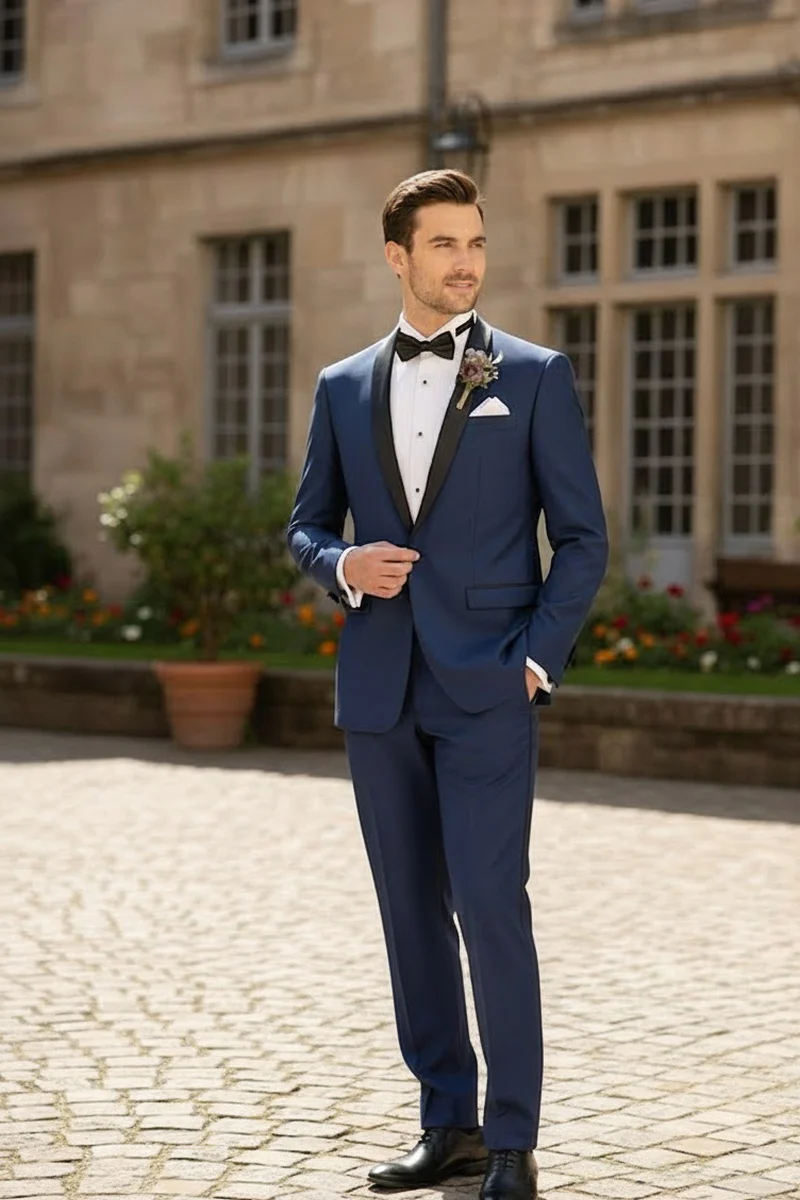 Blue 1-Button Shawl Tuxedo