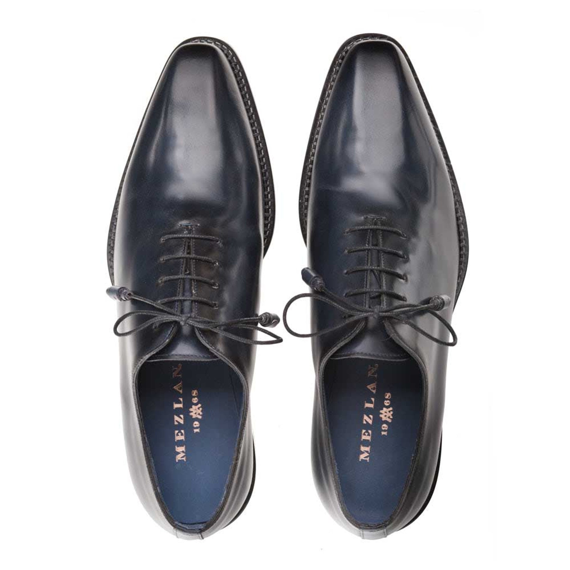 Enterprise Blue Calfskin MenŸ??s Plain Toe Shoe By Mezlan Made In Spain Brand