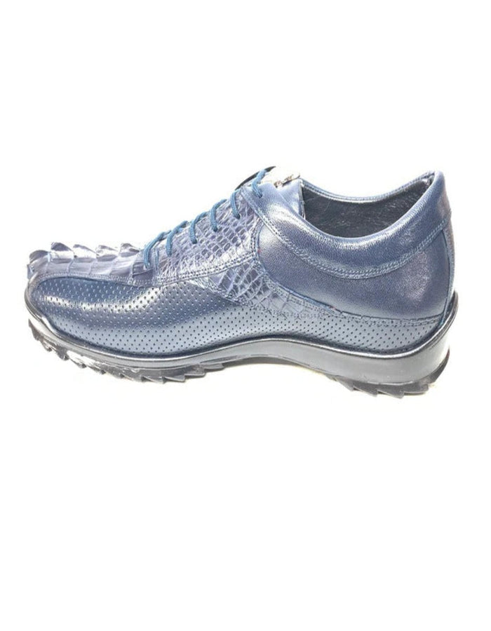 Los Altos Navy Blue Crocodile Tail Sneakers