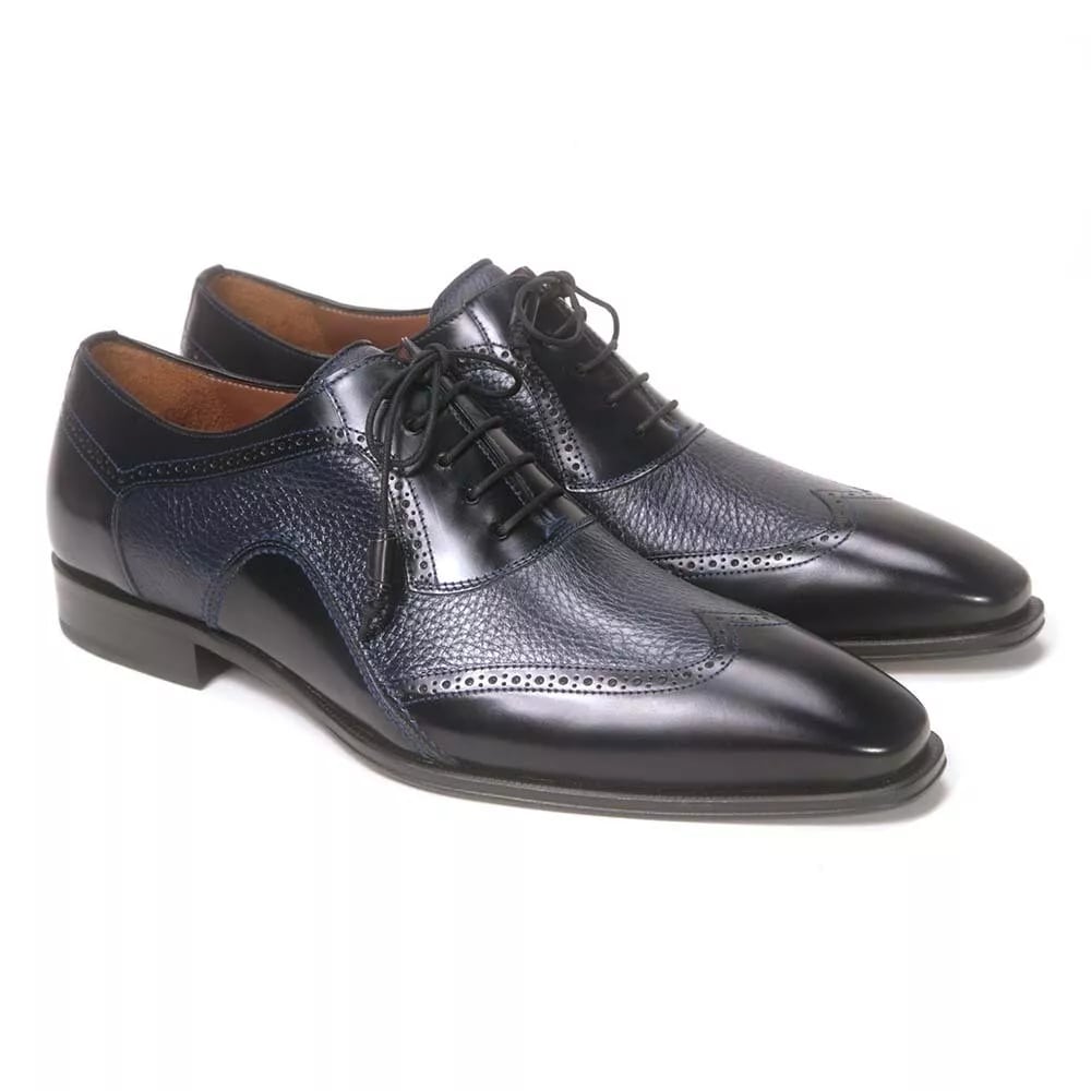 Mezlan Blue Deer Skin Wingtip Oxford Shoes