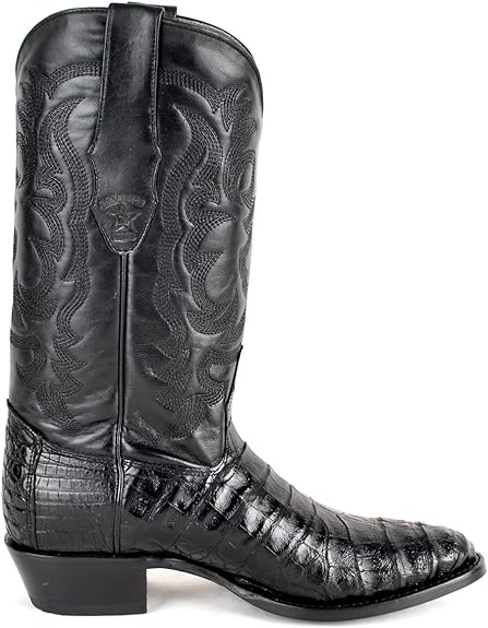 Original Black Caiman Belly Skin Round Toe Boot