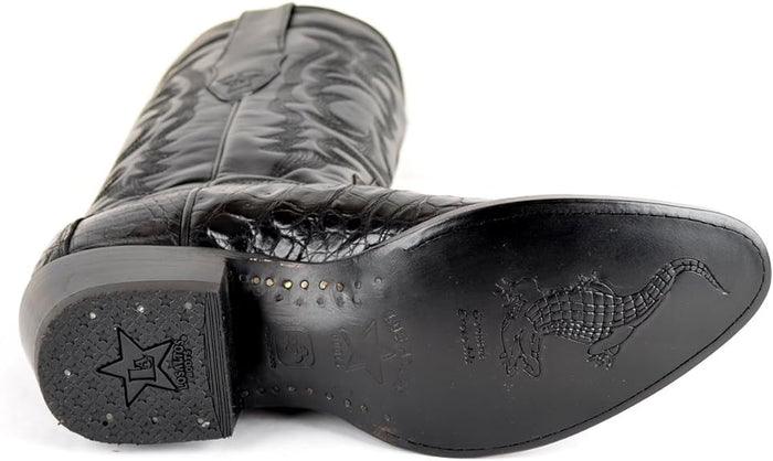 Original Black Caiman Belly Skin Round Toe Boot