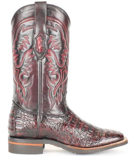 Men's King Exotic Cowboy Style By Los Altos Boots Botas For Sale Snip Toe Black Cherry Genuine Smooth Caiman Dress Cowboy Boot Cheap Priced For Sale Online