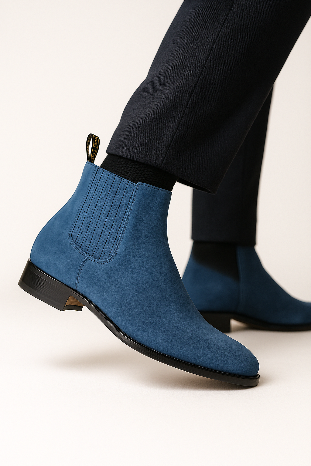 Botin Piel Nobuck LAB-616314 Blue Chelsea Boot