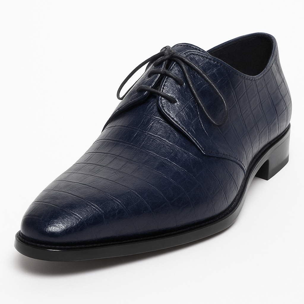 Los Altos Caiman Belly Derby Shoes Faded Navy