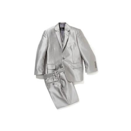 Mens Sharkskin Suits Men's Shiny Silver Grey Sharkskin Boys Kids Youth 3 Piece Premium suit Perfect for toddler Suit wedding attire outfits
