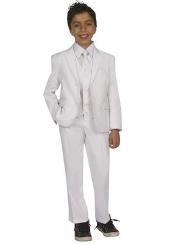 Boy's Tazzio 5 piece Suit with Shirt & Tie Snow White