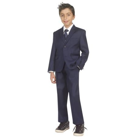 Boy's Five Piece Kids Sizes Suit Perfect for toddler Suit wedding attire outfits With Vest,Shirt And Tie Dark Navy