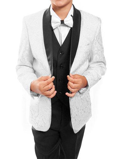 Kids ~ Children ~ Boys ~ Toddler Kids Sizes Tuxedo Vested Suit Perfect for toddler Suit wedding attire outfits White/Black