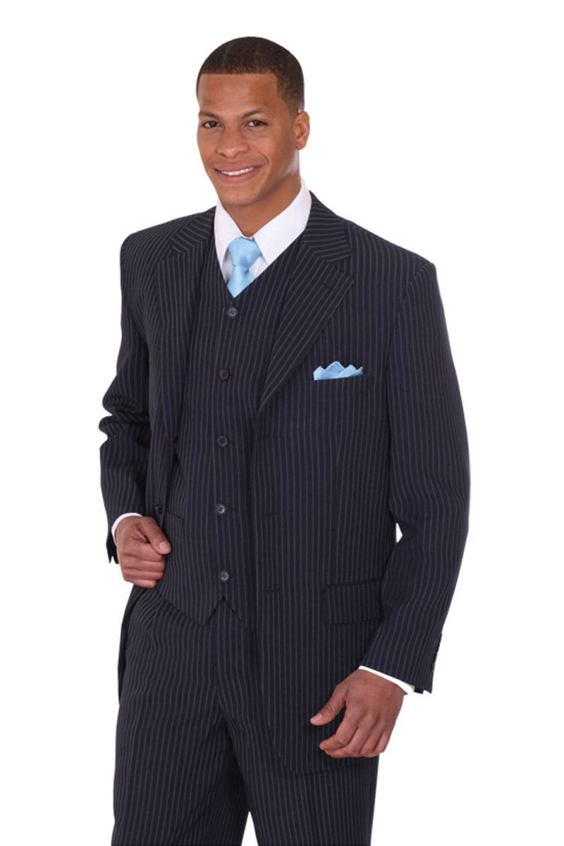 Classic Fit 3 Button Banker Pinstripe Suit