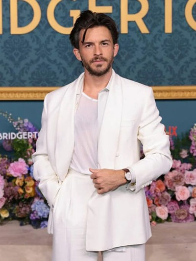 Bridgerton Premiere Jonathan Bailey White Suit